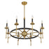 Savoy House Consulate Chandelier 28 Inches Matte Black with Warm Brass 5-Light